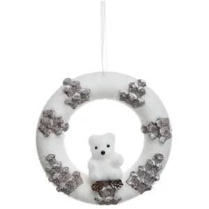 FEERIC LIGHTS & CHRISTMAS Couronne de Noël effet givré et décorée D 22 cm pas cher