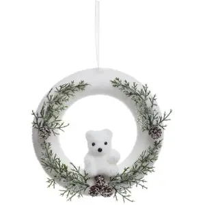 FEERIC LIGHTS & CHRISTMAS Couronne de Noël effet givré et décorée D 22 cm pas cher