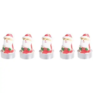 FEERIC LIGHTS & CHRISTMAS Lot de 5 Bougies décorées Noël H 5.6 cm pas cher