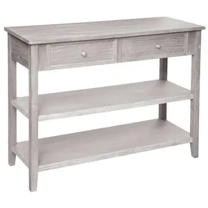 Console 2 tiroirs 2 étagères Charme Atmosphera - Naturel pas cher