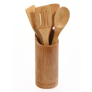 Comparateur de prix : FIVE Simply Smart - Lot de 4 Ustensiles & Pot de Cuisine Bambou Naturel