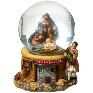 ATMOSPHERA Décoration Crèche "Boule à Neige" 18cm Multicolore pas cher