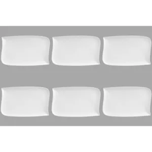 Comparateur de prix : Secret De Gourmet Set De 6 Assiettes Plates Rectangulaire Design Vague...