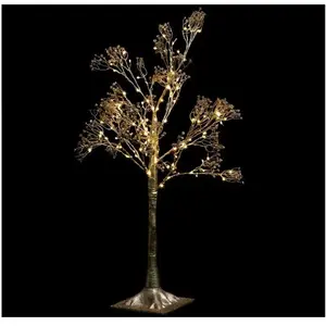 FEERIC LIGHTS AND CHRISTMAS Déco de Noël Arbre lumineux Bouquet doré 114 LED Blanc chaud H 90 cm pas cher