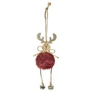 Comparateur de prix : ATMOSPHERA Sujet de Noël "Renne Fourrure" 18cm Rouge