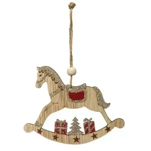Feeric Lights & Christmas Sujet de Noël Cheval "La Piste" 16cm Naturel pas cher