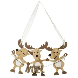 Feeric Lights & Christmas Sujet de Noël 3 Rennes "Dis Maman" 17cm Naturel pas cher