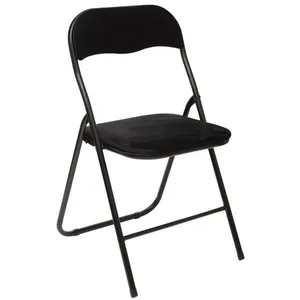 Comparateur de prix : FIVE Chaise d'appoint pliante en métal noir et velours noir - 44x48.5x79cm