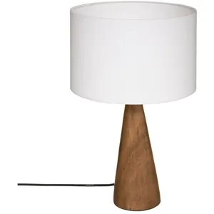 Comparateur de prix : Lampe à poser - ATMOSPHERA - Pied en Bois - Abat-jour Blanc - H 46 cm