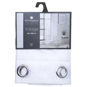 Comparateur de prix : Atmosphera - Voilage Mia avec motifs brodés - 240x140 - Blanc - Mia