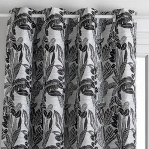 Rideau Bejuco motifs jacquard noir 140x260cm Atmosphera Créateur D'intérieur pas cher