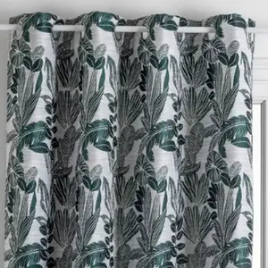 Rideau jacquard Bejuco 140x260 vert/gris Atmosphera - Gris clair pas cher