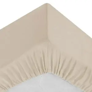 ATMOSPHERA - Drap Housse bonnet 30 cm 100% Coton Esther 160x200 cm - Beige Lin pas cher