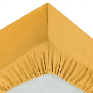 Comparateur de prix : ATMOSPHERA - Drap Housse bonnet 30 cm 100% Coton Esther 160x200 cm - Jaune Ocre