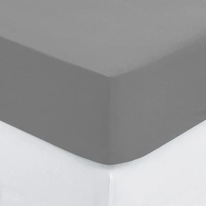Comparateur de prix : Atmosphera - Drap-housse en coton - gris - bonnet H30cm - 140x190 cm