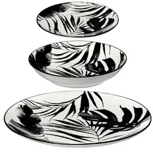 Comparateur de prix : Secret De Gourmet Service D'assiettes "Palme" - Noir - 18 Pièces