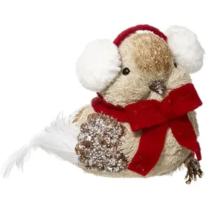 Comparateur de prix : Déco de Noël Oiseau beige avec cache oreilles h 31 cm - Feeric Christmas