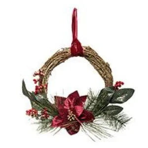 Comparateur de prix : FÉÉRIC LIGHTS AND CHRISTMAS Couronne de Noël Poinsettia "Soir" 38cm Naturel
