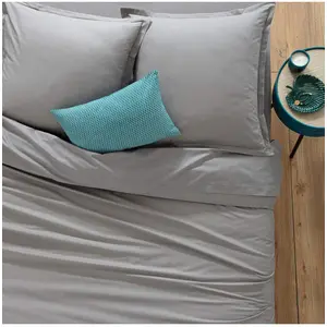 Atmosphera - Housse de couette 2 places en coton 240x220cm fermeture boutons - Gris pas cher