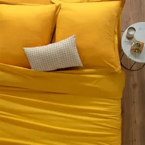 Atmosphera - Housse de Couette en Coton - Jaune Moutarde 240x220 cm pas cher