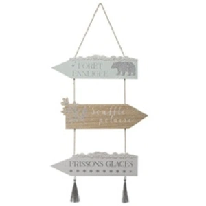 Feeric Lights & Christmas Pancarte Murale "Polaire" 30cm Argent & Naturel