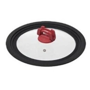 Couvercle Universel Cuisson - FIVE - Silitop - 21cm - Verre et Silicone - Noir pas cher