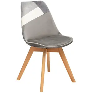 Chaise pieds bois patchwork gris Baya Atmosphera - Gris pas cher
