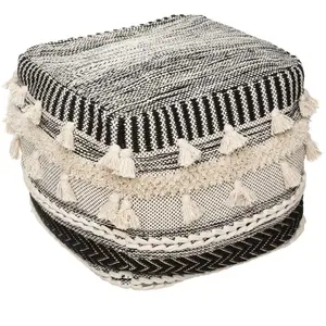 Atmosphera Créateur D'intérieur - Pouf Lurex noir 45x45 cm Atmosphera