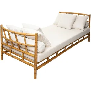 Banquette 2 Places Neta En Rotin Et Coton - Style Bohème 110x68x77cm