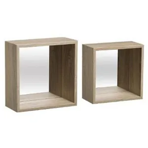 Comparateur de prix : 5five - 2 étagères murales "fixy" effet chêne cube miroir