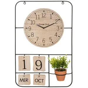 ATMOSPHERA Horloge H52 Camille calendrier et plante art - Naturel clair