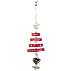 Comparateur de prix : Feeric Lights & Christmas Sujet de Noël Sapin "étoile" 33cm Rouge & Blanc