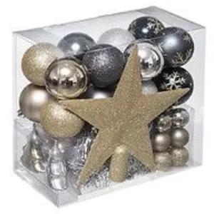 Comparateur de prix : FÉÉRIC LIGHTS AND CHRISTMAS Kit de décoration pour sapin de Noël - 44 Pièces - Thème paillettes