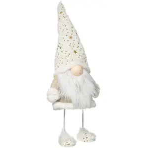 Père Noël Scandinave Debout 45 cm Blanc - FEERIC CHRISTMAS pas cher
