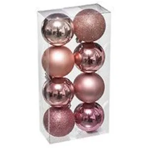 FÉÉRIC LIGHTS AND CHRISTMAS Déco de sapin Lot de 8 Boules de Noël D 7 cm - Nuance de Rose pas cher