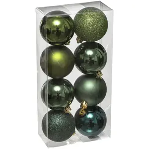 FÉÉRIC LIGHTS AND CHRISTMAS Créateur d'intérieur - Lot de 8 Boules de Noël Colorama 7cm Vert Olive pas cher