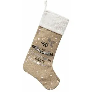 Comparateur de prix : Pp No Name Déco de Noël Botte en Jute Imprimée h 45 cm - Feeric Christmas