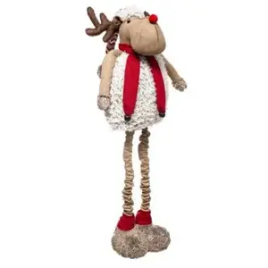 FEERIC CHRISTMAS Déco Noël Renne télescopique avec écharpe et fourrure H maxi 144 cm