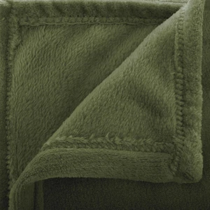 Plaid - ATMOSPHERA - Flanel - Vert Kaki - 180x230 cm - 100% Polyester