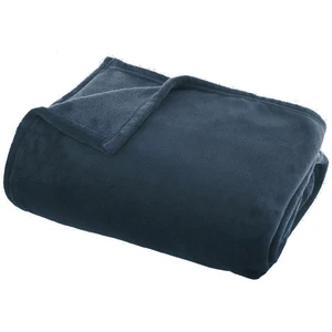 HOMEMAISON Plaid - ATMOSPHERA - Flanel - 130x180cm - Bleu Égéen - Synthétique pas cher