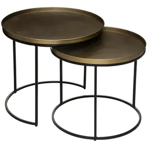 Tables à Café - Basile - Lot de 2 - Or - Métal - Rond - Contemporain pas cher