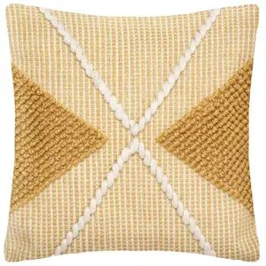Comparateur de prix : LES TENDANCES Atmosphera - Coussin R.O.W. - Plastique recyclé - Jaune Ocre 45x45 cm