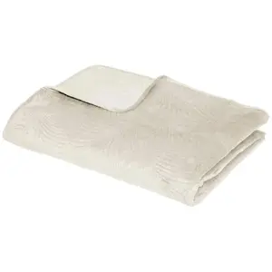 Dessus de lit 240x260 feuilles ivoire Atmosphera - Ivoire pas cher