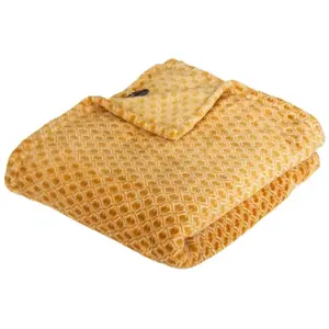 Comparateur de prix : Atmosphera Créateur D'intérieur - Plaid Otto flanelle jaune moutarde 125x150cm