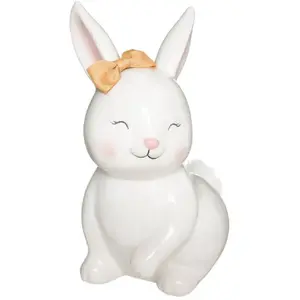 ATMOSPHERA FOR KIDS Tirelire - Enfant - Lapin - 22cm - Blanc - Dolomite, Nylon, Acrylique pas cher