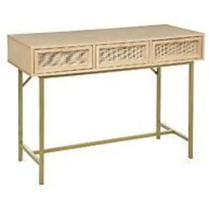 ATMOSPHERA Console 3 Tiroirs Cannage en Rotin Bois de Bouleau & Acajou finition laquée pas cher