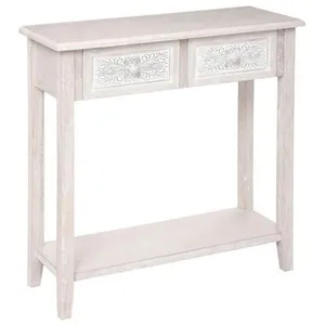ATMOSPHERA Console - PARIS PRIX - Hina - 2 tiroirs - Blanc - Vintage - Laqué