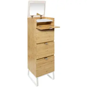 Comparateur de prix : Atmosphera Chiffonnier En Bambou Levia 3 Tiroirs - Bambou Et Blanc