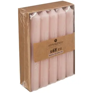 Comparateur de prix : Lot de 10 Bougies Bâton "Basic" 16cm Rose Clair