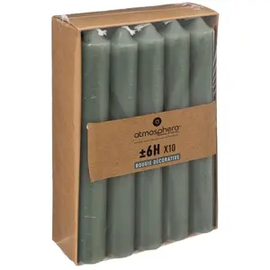Comparateur de prix : Atmosphera - Lot de 10 bougies bâtons - vert eucalyptus - 45g